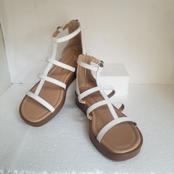Lucky Brand | Shoes | Lucky Brand Ellian Flatform Wedge Gladiator Sandals Shoes In White Leather 